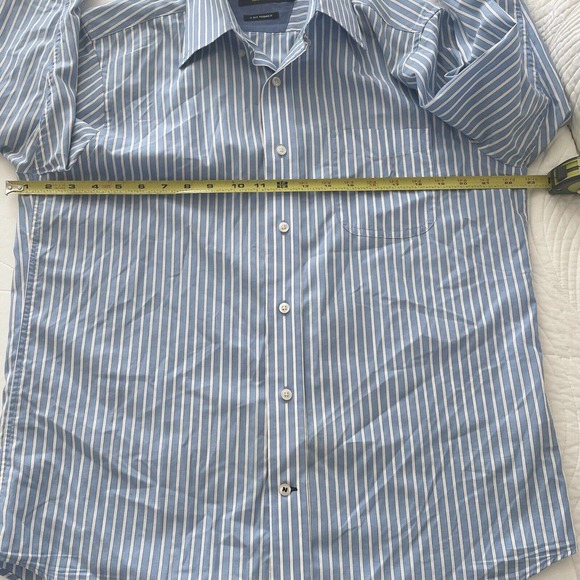 Nautica Shirt Mens Medium Blue Striped Button Up Cotton Long Sleeve Spring - Picture 8 of 10